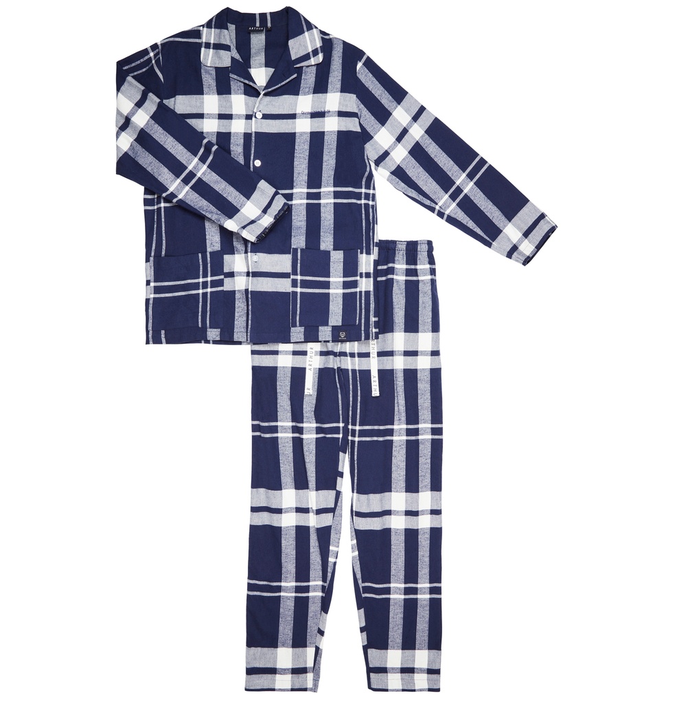 MoFiz Pyjama Long En Coton Pour Homme - Boutonnière - Manches